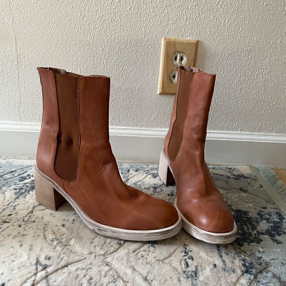 Booties free people brown leather size 39 - Picture 3 of 15